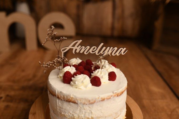 Prénom en bois pour gâteau - Cake topper