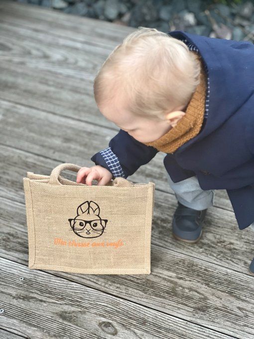 Sac en toile de jute personnalisé avec lapin de Pâques