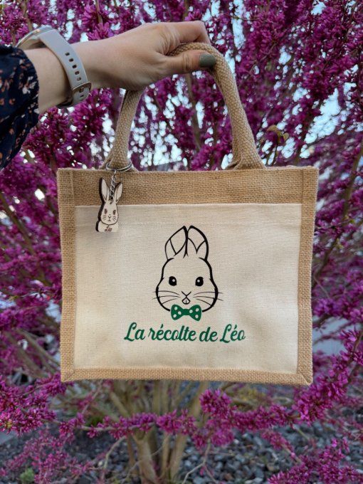 Sac en toile de jute personnalisé avec lapin de Pâques