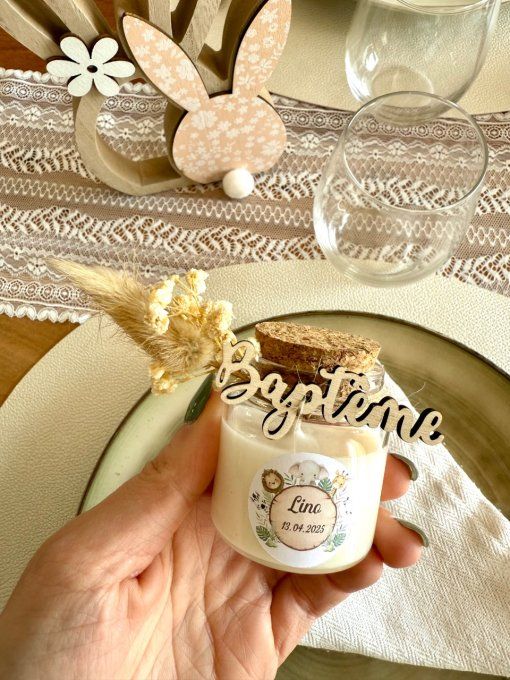 Bougies avec bouchon en liège pour baptême ou anniversaire enfant - 50 ml 