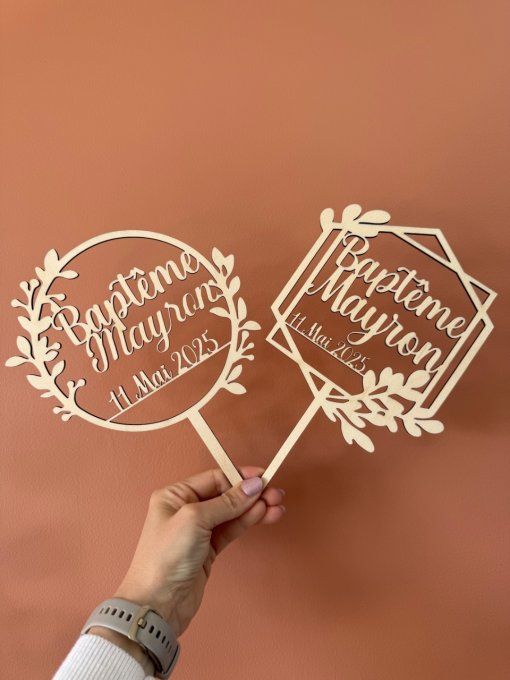 Cake topper en bois pour évènement (baptême, mariage, anniversaire...)