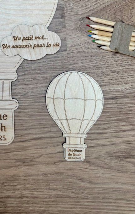 Création en bois à colorier et ses crayons de couleur - cadeau pour enfants