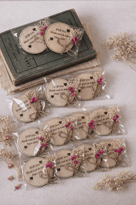 Magnets Personnalisés avec ou sans Fleurs Séchées | Cadeau Invité Mariage, Baptême, Communion, Anniv