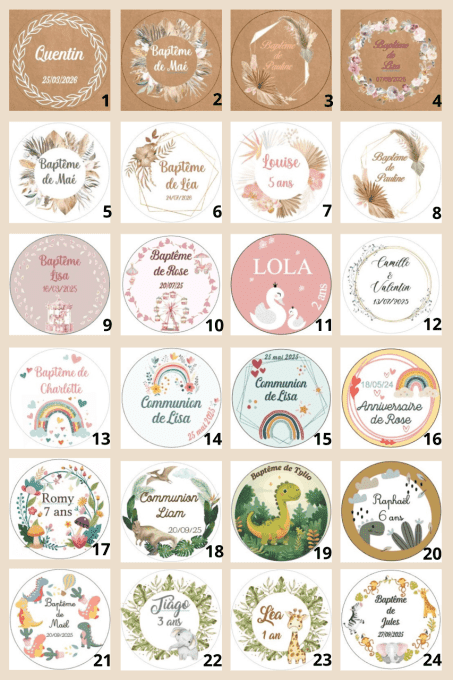 Bougie Baptême  & Anniversaire Enfant Personnalisée | Cire de Soja Naturelle & Fleurs Séchées